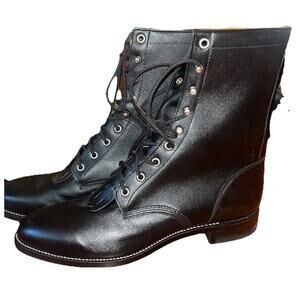 Justin Roper Boots Black Leather Lace Up Style 506 Size 9.5D